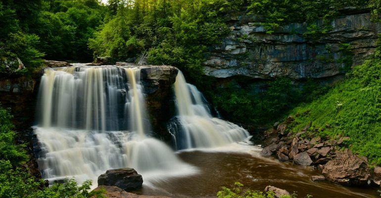 Blackwater Falls waterfall in West Virginia.