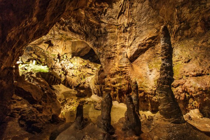 caverns with stalagmites