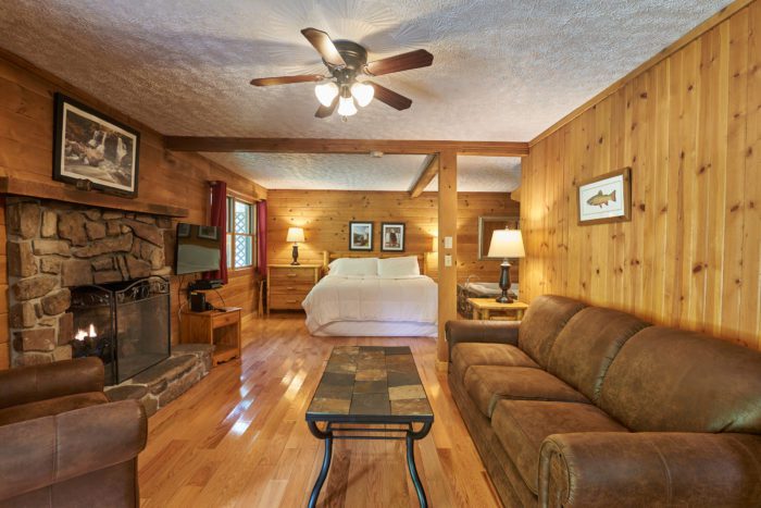 one bedroom luxury cabin rental interior